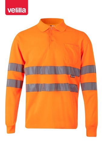 Koszulka polo z długim rękawem z odblaskami 174 - HI-VIS ORANGE 19