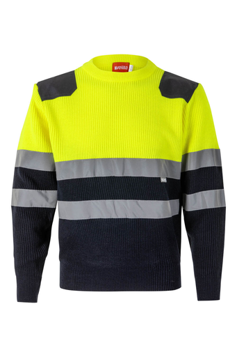 Sweter dwukolorowy z odblaskami 179 - MARINE BLUE/HI-VIS YELLOW 01/20