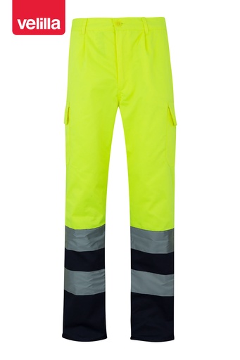 Spodnie dwukolorowe z wieloma kieszeniami z odblaskami 303001 - MARINE BLUE/HI-VIS YELLOW 01/20