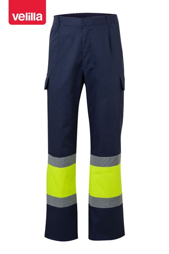 Spodnie dwukolorowe z odblaskami 303003 - MARINE BLUE/HI-VIS YELLOW 01/20