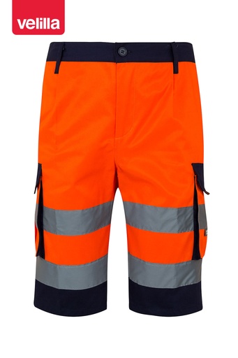 Spodenki dwukolorowe z wieloma kieszeniami z odblaskami 303004 - MARINE BLUE/HI-VIS ORANGE 01/19