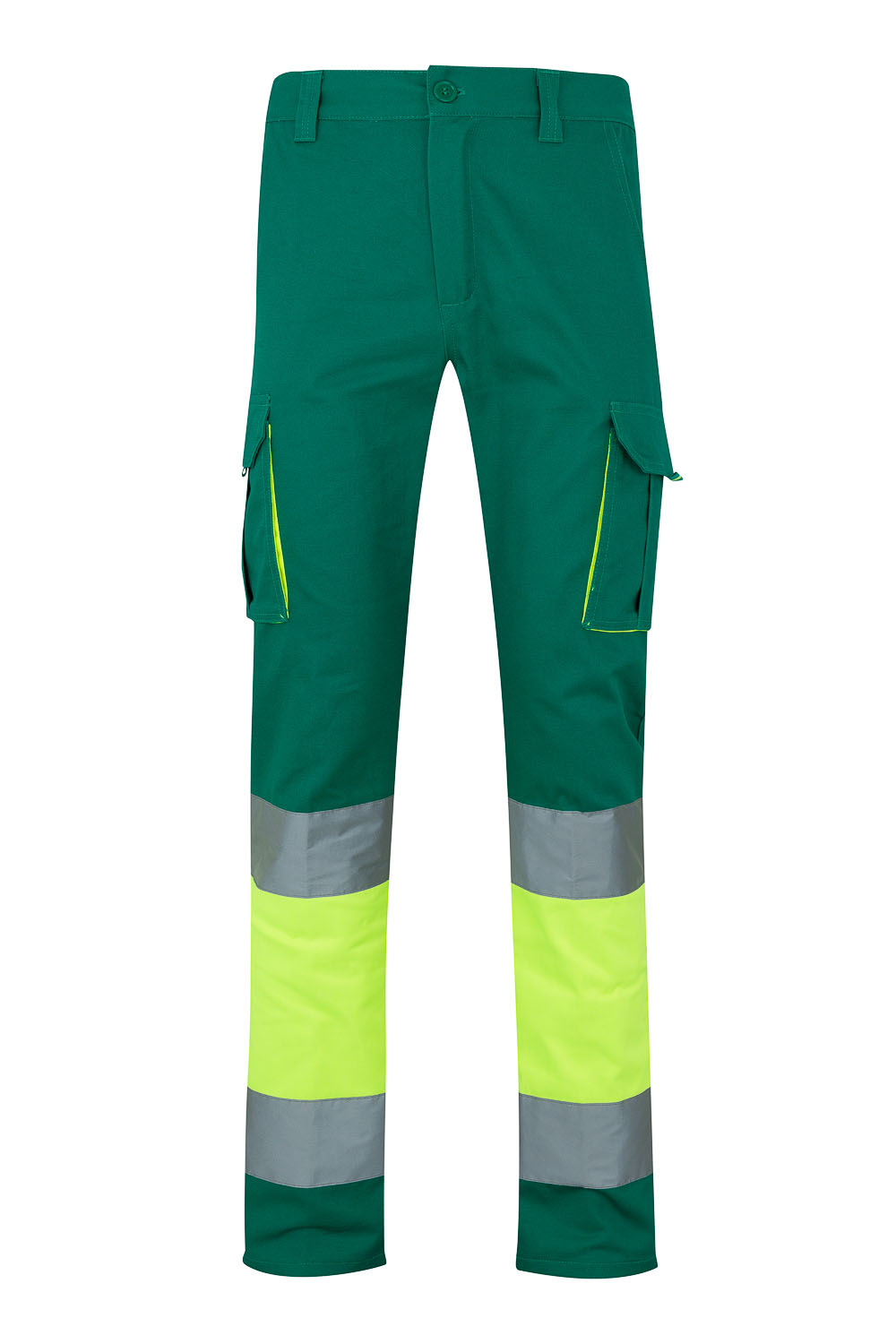 Spodnie dwukolorowe z odblaskami 303007 - GREEN/HI-VIS YELLOW 02/20