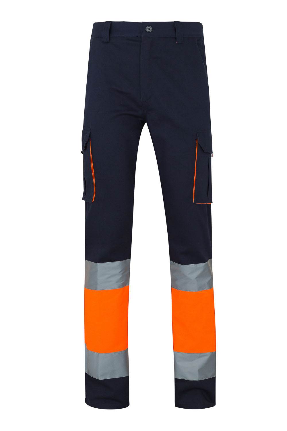 Spodnie dwukolorowe z odblaskami 303007 - NAVY BLUE/HI-VIS ORANGE 61/19