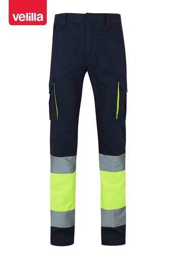 Spodnie dwukolorowe z odblaskami 303007 - NAVY BLUE/HI-VIS YELLOW 61/20