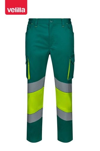Spodnie dwukolorowe stretch z odblaskami 303008S - GREEN/HI-VIS YELLOW 02/20