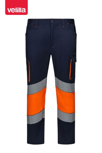 Spodnie dwukolorowe stretch z odblaskami 303008S - NAVY BLUE/HI-VIS ORANGE 61/19