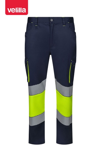 Spodnie dwukolorowe stretch z odblaskami 303008S - NAVY BLUE/HI-VIS YELLOW 61/20