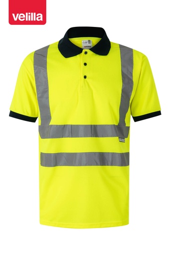 Koszulka polo dwukolorowa z krótkim rękawem z odblaskami 305502 - MARINE BLUE/HI-VIS YELLOW 01/20