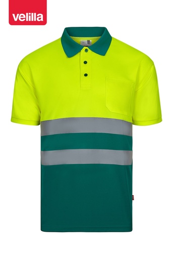 Koszulka polo dwukolorowa z krótkim rękawem 305504 - GREEN/HI-VIS YELLOW 02/20