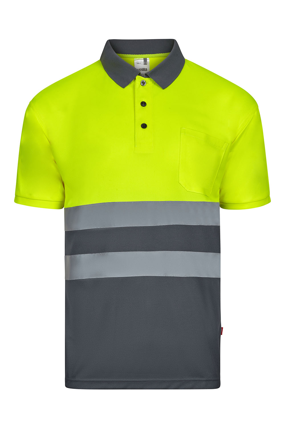 Koszulka polo dwukolorowa z krótkim rękawem 305504 - GREY/HI-VIS YELLOW 08/20