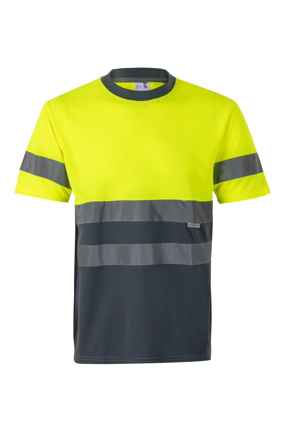 Koszulka dwukolorowa z krótkim rękawem z odblaskami 305506 - GREY/HI-VIS YELLOW 08/20