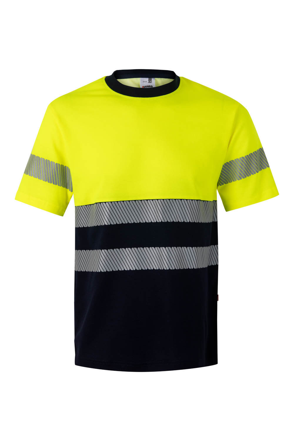 Koszulka dwukolorowa z krótkim rękawem z odblaskami 305509 - NAVY BLUE/HI-VIS YELLOW 61/20