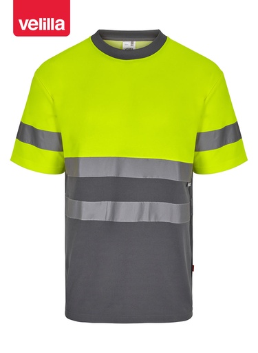 Koszulka dwukolorowa z krótkim rękawem 305613 - GREY/HI-VIS YELLOW 08/20