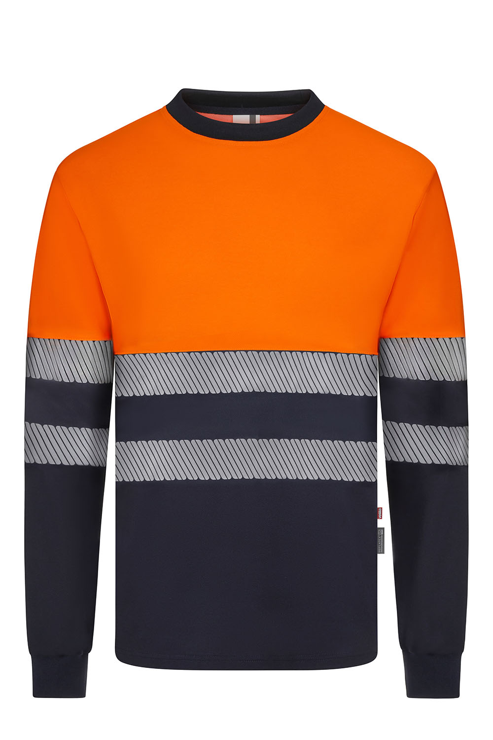 Koszulka dwukolorowa z długim rękawem z odblaskami 305619 - NAVY BLUE/HI-VIS ORANGE 61/19