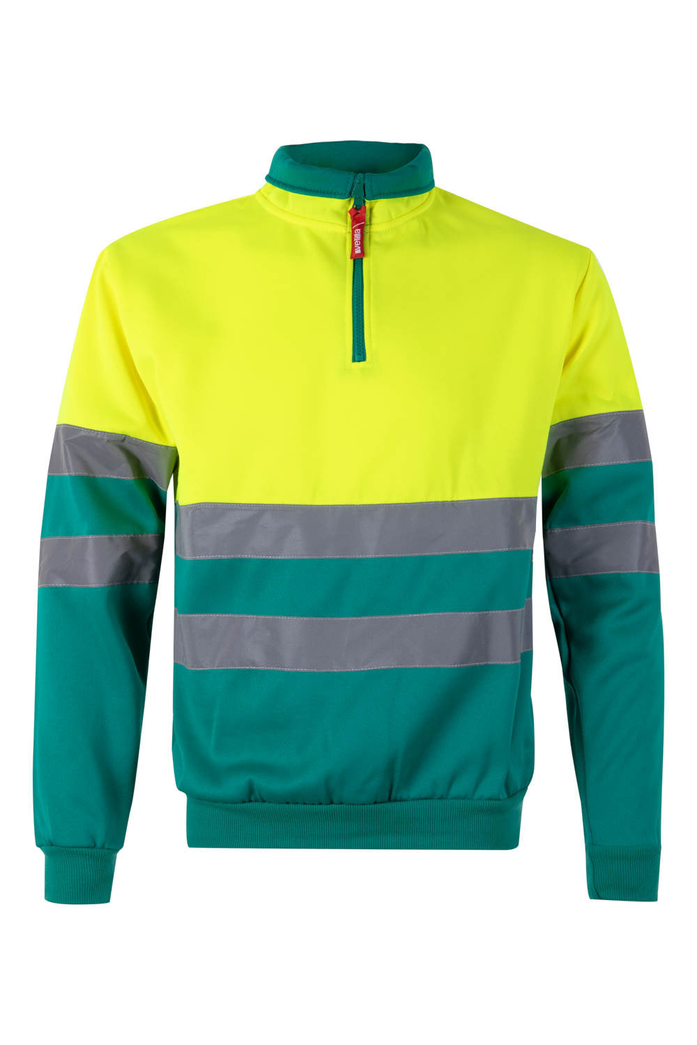 Bluza dwukolorowa z krótkim zamkiem z odblaskami 305701 - GREEN/HI-VIS YELLOW 02/20