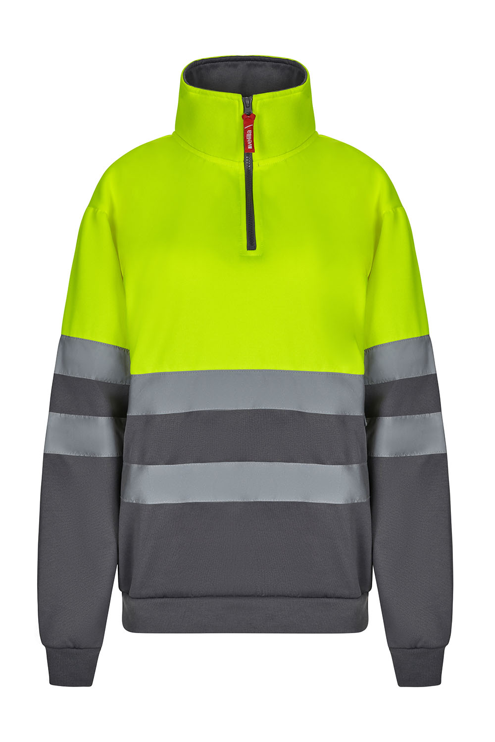 Bluza dwukolorowa z krótkim zamkiem z odblaskami 305701 - GREY/HI-VIS YELLOW 08/20
