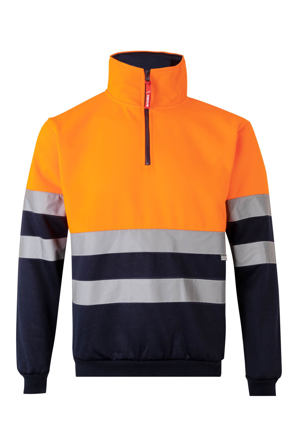 Bluza dwukolorowa z krótkim zamkiem z odblaskami 305701 - NAVY BLUE/HI-VIS ORANGE 61/19