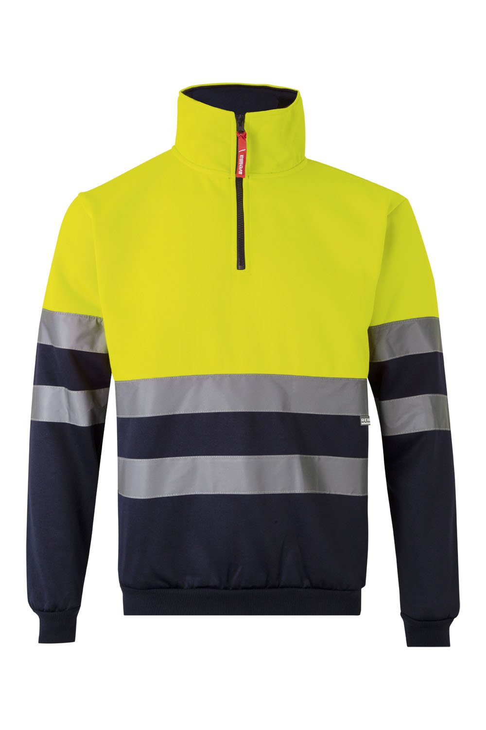 Bluza dwukolorowa z krótkim zamkiem z odblaskami 305701 - NAVY BLUE/HI-VIS YELLOW 61/20