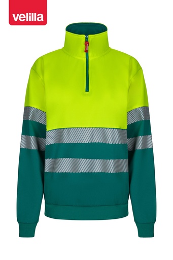 Bluza dwukolorowa z krótkim zamkiem z odblaskami 305703 - GREEN/HI-VIS YELLOW 02/20