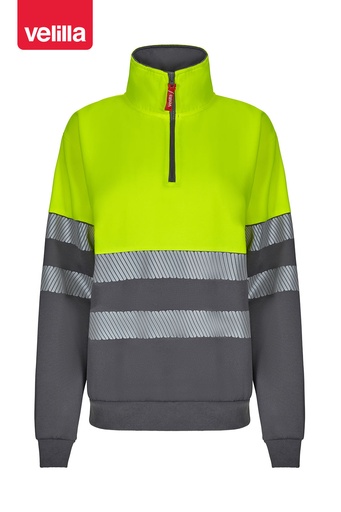 Bluza dwukolorowa z krótkim zamkiem z odblaskami 305703 - GREY/HI-VIS YELLOW 08/20