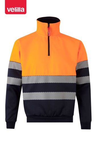 Bluza dwukolorowa z krótkim zamkiem z odblaskami 305703 - NAVY BLUE/HI-VIS ORANGE 61/19