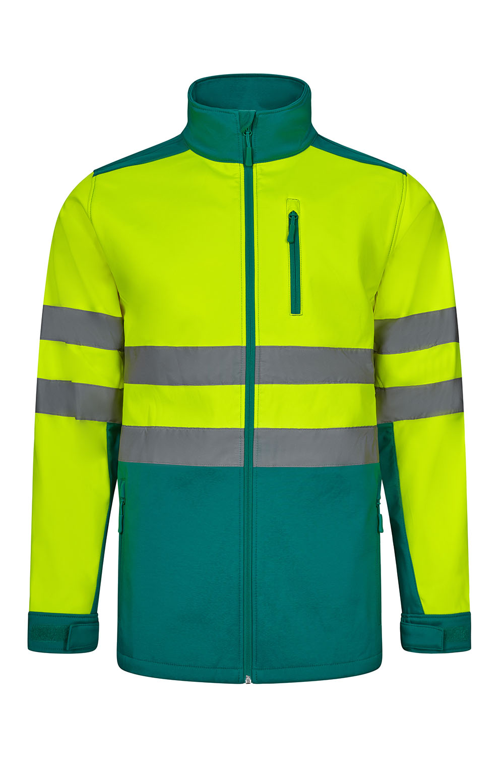 Kurtka softshell dwukolorowa z odblaskami 306006 - GREEN/HI-VIS YELLOW 02/20