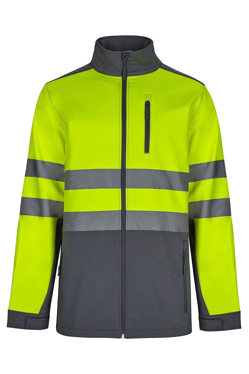 Kurtka softshell dwukolorowa z odblaskami 306006 - GREY/HI-VIS YELLOW 08/20