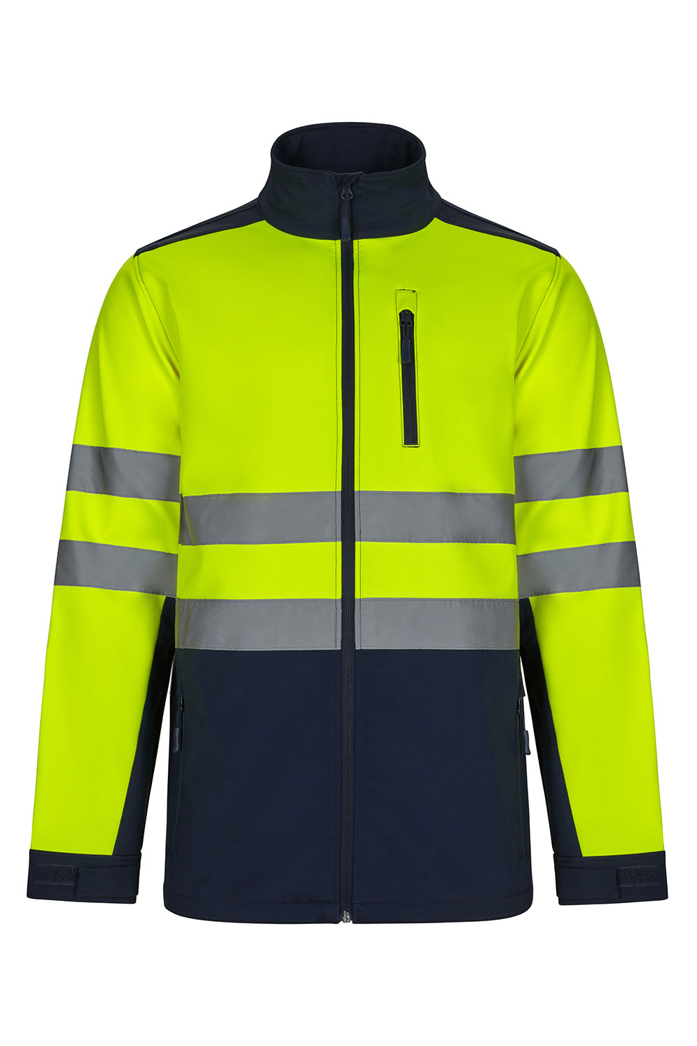 Kurtka softshell dwukolorowa z odblaskami 306006 - NAVY BLUE/HI-VIS YELLOW 61/20