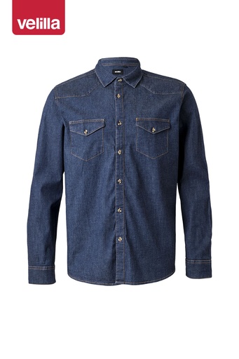 Koszula stretch z długim rękawem męska 405006S - BLUE DENIM 63
