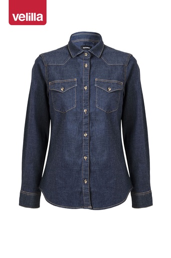 Koszula stretch z długim rękawem damska 405007S - BLUE DENIM 63