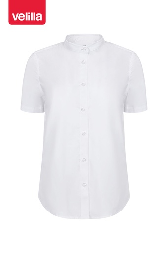 Koszula stretch z krótkim rękawem ze stójką damska 405014S - WHITE 07