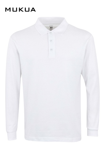 Koszulka polo z długim rękawem unisex HOBART PL200UW - WHITE 100
