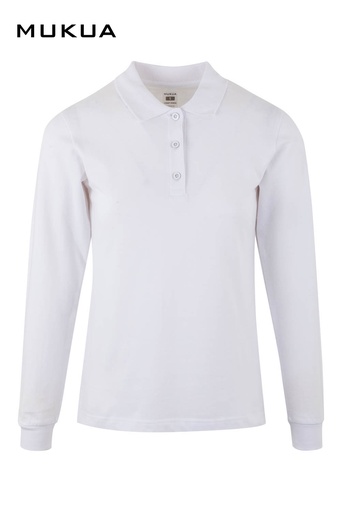 Koszulka polo z długim rękawem damska HOBART WOMAN PL200WW - WHITE 100