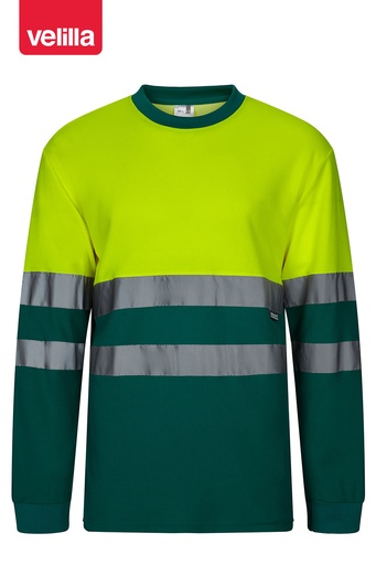 Koszulka dwukolorowa z długim rękawem z odblaskami 305603 - GREEN/HI-VIS YELLOW 02/20