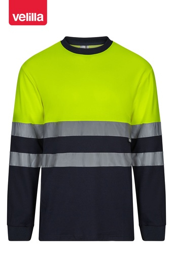 Koszulka dwukolorowa z długim rękawem z odblaskami 305603 - MARINE BLUE/HI-VIS YELLOW 01/20