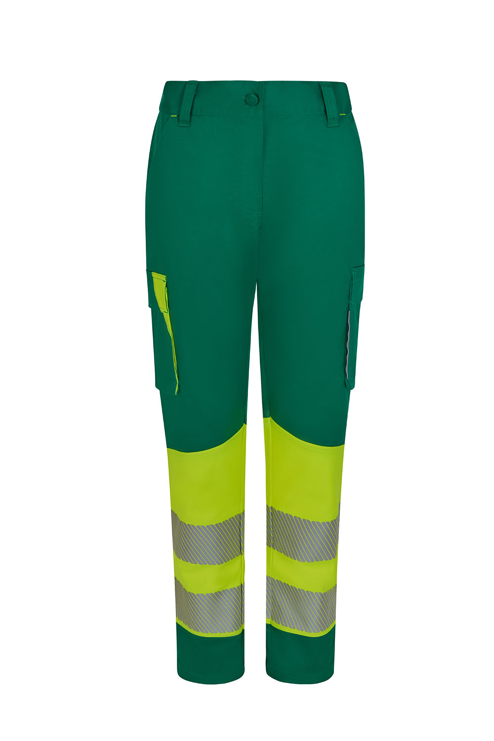 Spodnie dwukolorowe stretch z odblaskami damskie 303032SW - GREEN/HI-VIS YELLOW 02/20