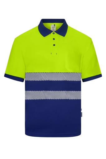 Koszulka polo dwukolorowa z krótkim rękawem z odblaskami 305533 - ROYAL BLUE/HI-VIS YELLOW 09/20