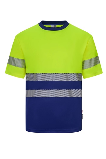Koszulka dwukolorowa z krótkim rękawem z odblaskami 305633 - ROYAL BLUE/HI-VIS YELLOW 09/20