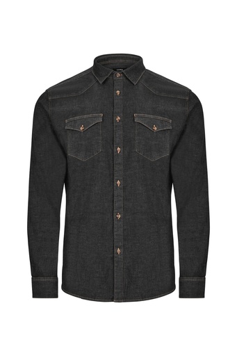 Koszula stretch z długim rękawem męska 405006S - DARK GREY DENIM 85