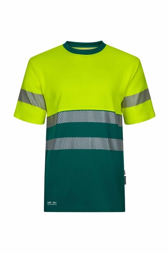 Koszulka dwukolorowa z krótkim rękawem z odblaskami 305643 - GREEN/HI-VIS YELLOW 02/20