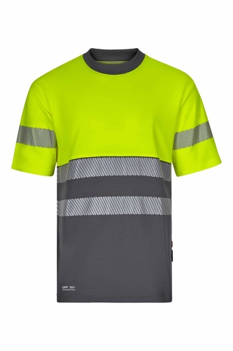Koszulka dwukolorowa z krótkim rękawem z odblaskami 305643 - GREY/HI-VIS YELLOW 08/20