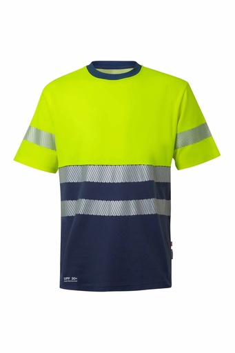 Koszulka dwukolorowa z krótkim rękawem z odblaskami 305643 - NAVY BLUE/HI-VIS YELLOW 61/20