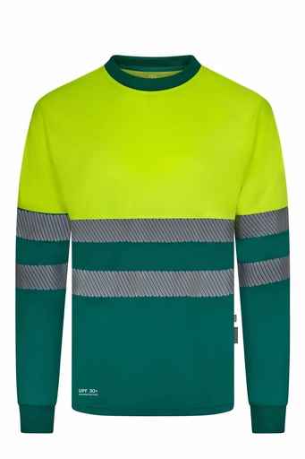 Koszulka dwukolorowa z długim rękawem z odblaskami 305645 - GREEN/HI-VIS YELLOW 02/20