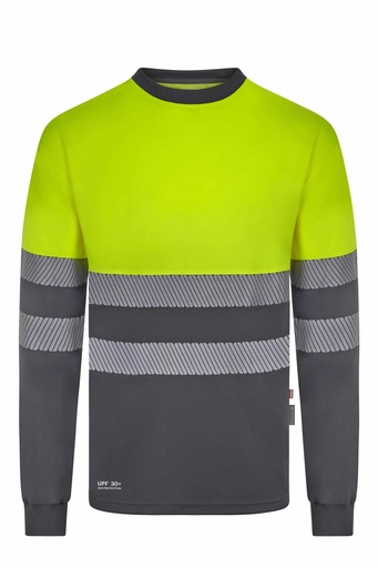 Koszulka dwukolorowa z długim rękawem z odblaskami 305645 - GREY/HI-VIS YELLOW 08/20