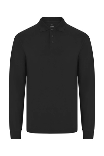 Koszulka polo stretch z długim rękawem męska 105511S - BLACK 00