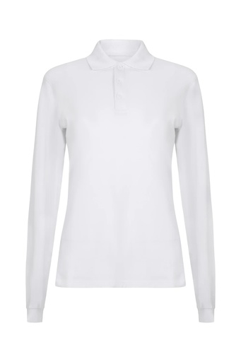 Koszulka polo stretch z długim rękawem damska 105511SW - WHITE 07