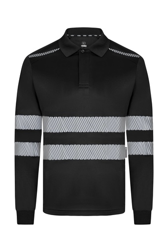 Koszulka polo z długim rękawem z odblaskami 355502 - BLACK 00
