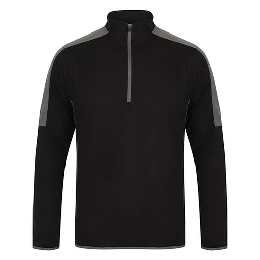 Bluza Sportowa Poliestrowa 1 4 Zip FH571 - Black & Gunmetal Grey