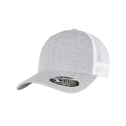 Czapka z Daszkiem Siateczkowa Bawelniano Poliestrowa FX110MT - Melange Silver & White