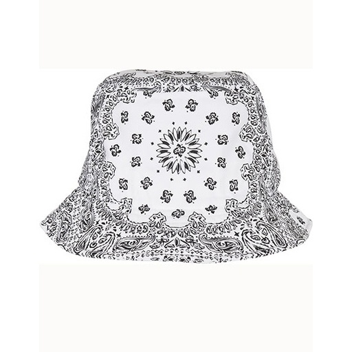 Kapelusz Bucket Skosny Brzeg Wzor Paisley FX5003BP - White & Black